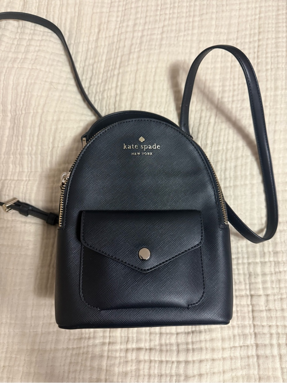 kate spade Black Mini Saffiano Leather Backpack Crossbody